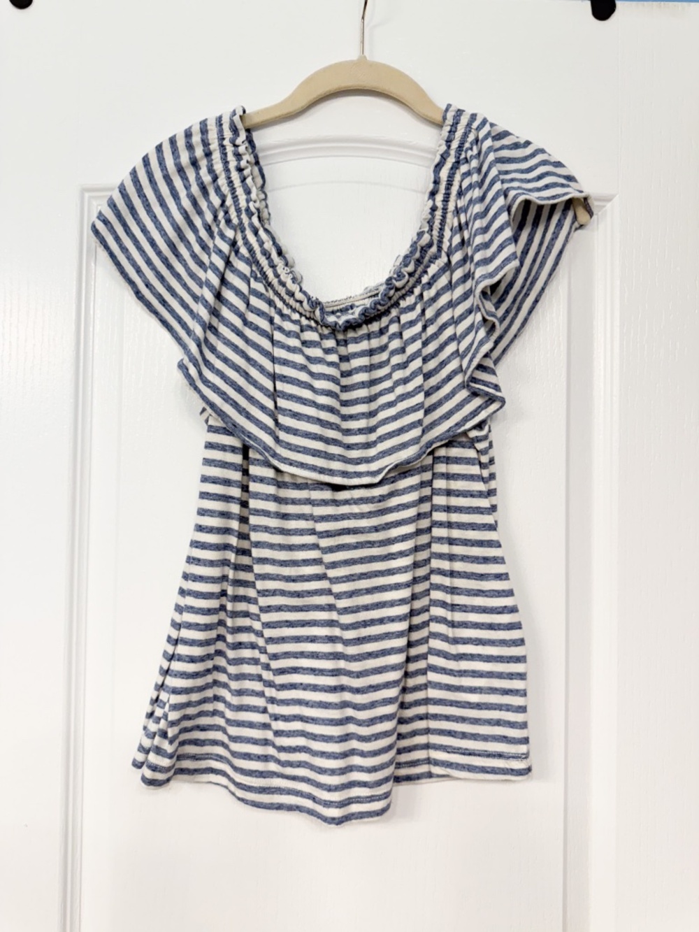 NWT Current/Elliott The Ruffle Top | Anchor Stripe | Off Shoulder | Size 2